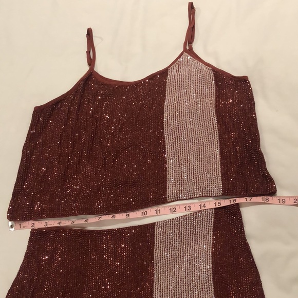 🆕💞sequin & sneakers skirt set! adjustable tank top! zipper back skirt! copper! M - Picture 10 of 15